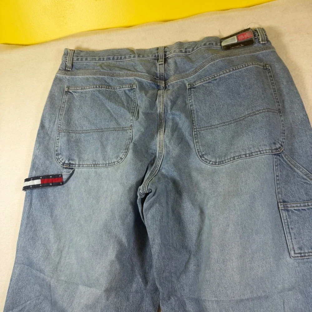 Tommy Jeans Mens 42x32 Light Wash Carpenter Pants Vintage 90s Wide Leg Denim